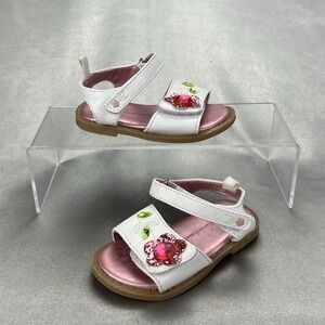 Garnaimals Elle Baby Girl Size 2 White Embellished Rubber Soled Sandals Summer